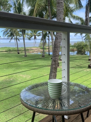 Morning coffee on balcony of master bedroom 