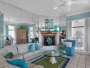 Living Area with Plenty of Seating     (fireplace inoperable)