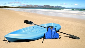 Kayak on the beach or along the river.