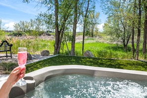 Relax in your own private outdoor hot tub