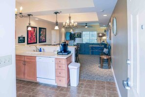 Reserve this amazing RaceDay Condo and relish in the conveniences of home. The kitchen is fully equipped and available for you to cook your own meals!