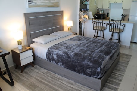 Comfort mattress queen-sized bed.