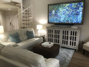 Living room with 85" TV