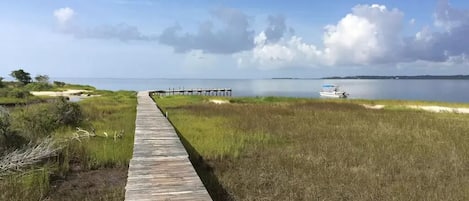 Boardwalk to beach and dock