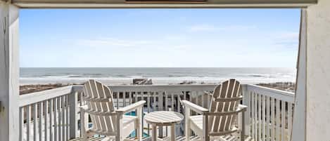 Partially covered oceanfront balcony 