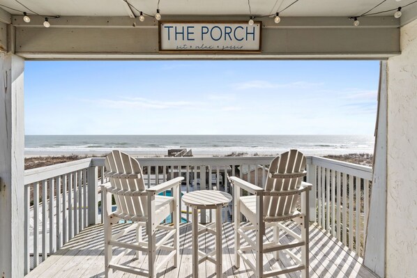 Partially covered oceanfront balcony 