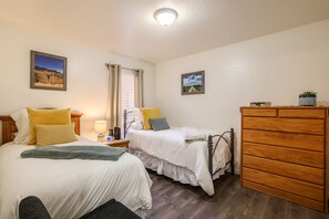 Two twins. High quality mattresses and bedding on all beds.