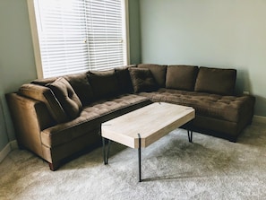 First Floor: General Space with King Bed, Sectional Couch and Wet Bar