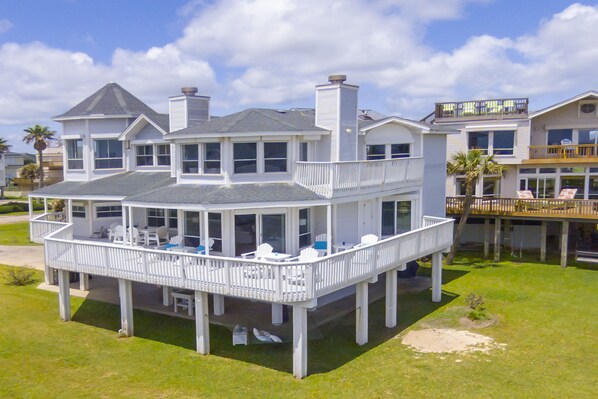 Aerial view from the beach side (new landscaping not pictured)