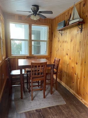 Side porch with heat.