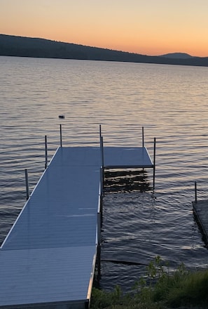 Aluminum dock for getting into the water.