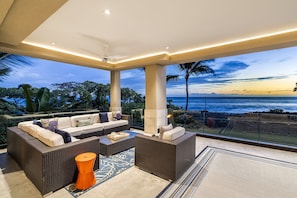 Lanai with outdoor sectional and lighting