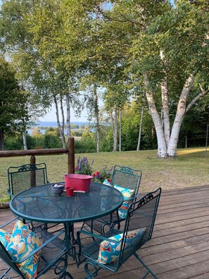 Enjoy meals on the deck with the best view! Hummingbirds will join you!