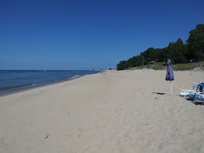 Beach in front of the cottage.