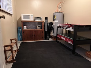 Back entrance - microwave, toaster oven and 6 qt crockpot