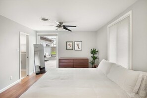 Master bedroom with california king bed