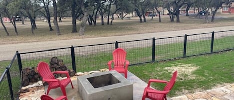 Enjoy the fire pit and the deck.