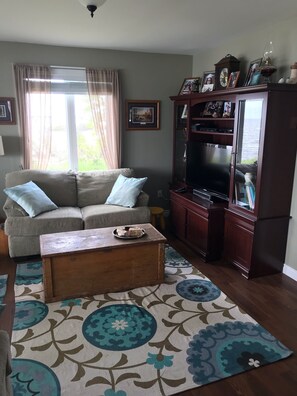 Entertainment unit with flatscreen tv and dvd player
