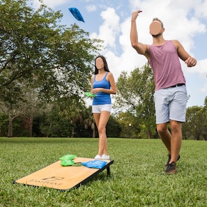 Corn hole and other games provided. Plenty yard room to play croquet, Volleyball