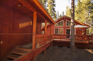 Covered entry connects the garage to the cabin.