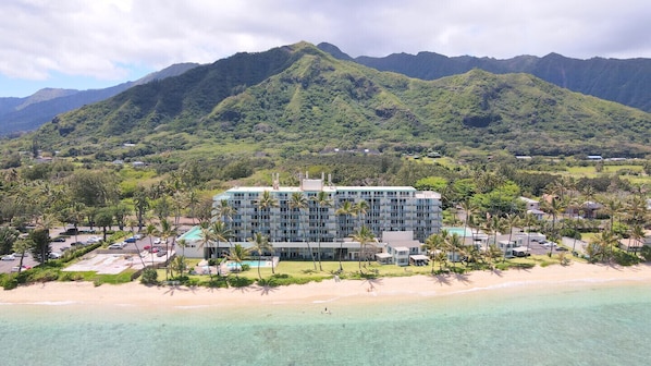 Beautiful view of the condo building and surrounding area