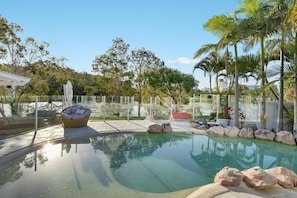 Saltwater pool especially good for little ones with large shallow pool area