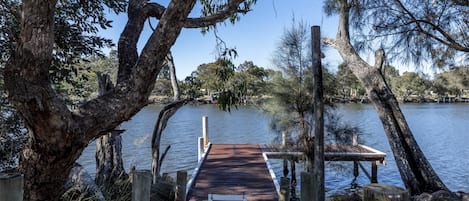 Private jetty with lights and power