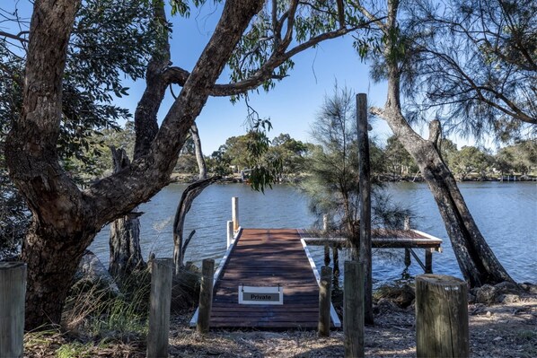 Private jetty with lights and power