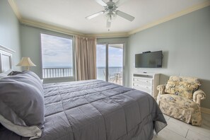 King size bed in the master bedroom.