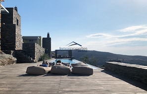 Relaxing by the pool