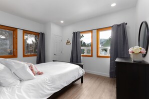 Cozy bedroom with view of the mountains