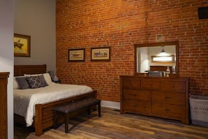 Master bedroom has a king size bed with independent (left and right) mattress heaters
