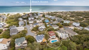 Aerial photo of home to beach