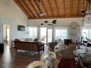 Upper level living area with ocean views