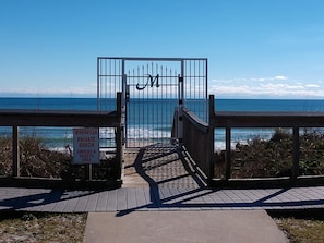 Private Beach Entrance. Love the monogram M for Maravilla.