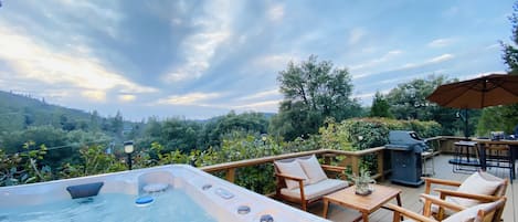 Beautiful views from our brand new 7 seater hot tub.(Bonanza Chalet @ Bass Lake)