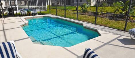 South-facing pool in the backyard