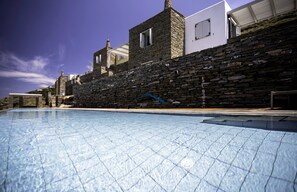 The houses overlooking the pool