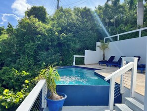 Private pool with new updated railings