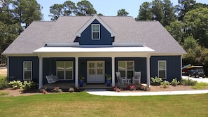 The front porch swing and rockers are perfect for morning coffee.