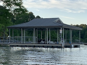 Floating Dock with fresh water hook up, lights and power outlets.