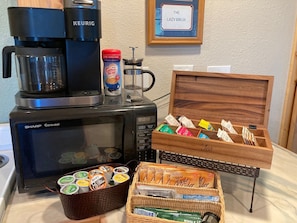 Wide range of choices of decaf and regular coffee and teas!