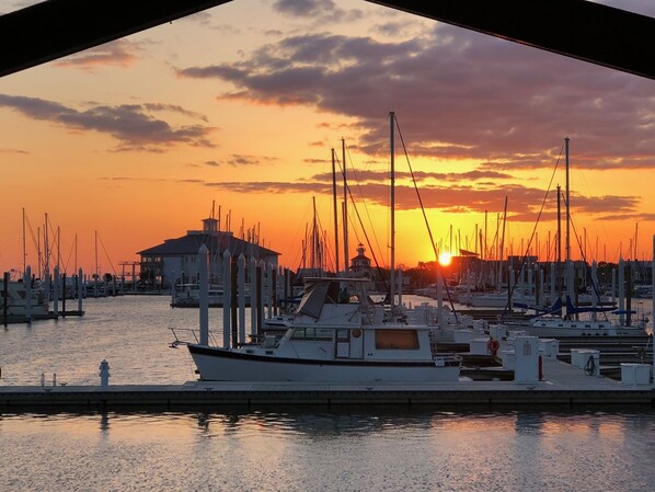 Sunrise View out the bedroom window on your private deck!