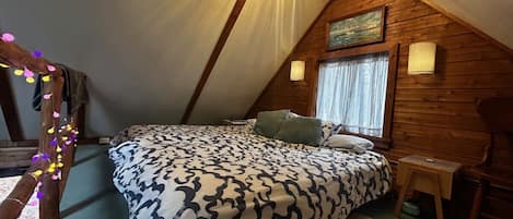 King size bed in the loft