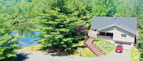 Aerial view of the front of the house. 