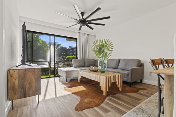 Family room with lagoon view
