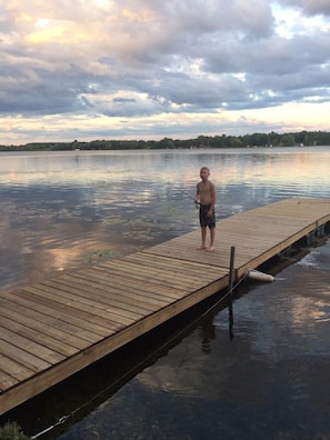 The dock! Safe and calm fir lil one’s to swim 
Katchewanooka Lake ❤️