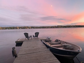 Cotton candy sky - the dock with the calm waters of Katchewanooka Lake