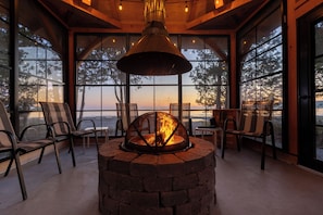 The Boathouse solo stove facing Lake Huron