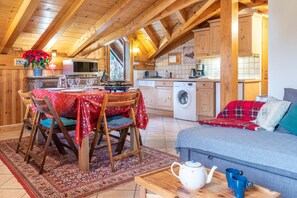 Main living area, Kitchen and Dining table